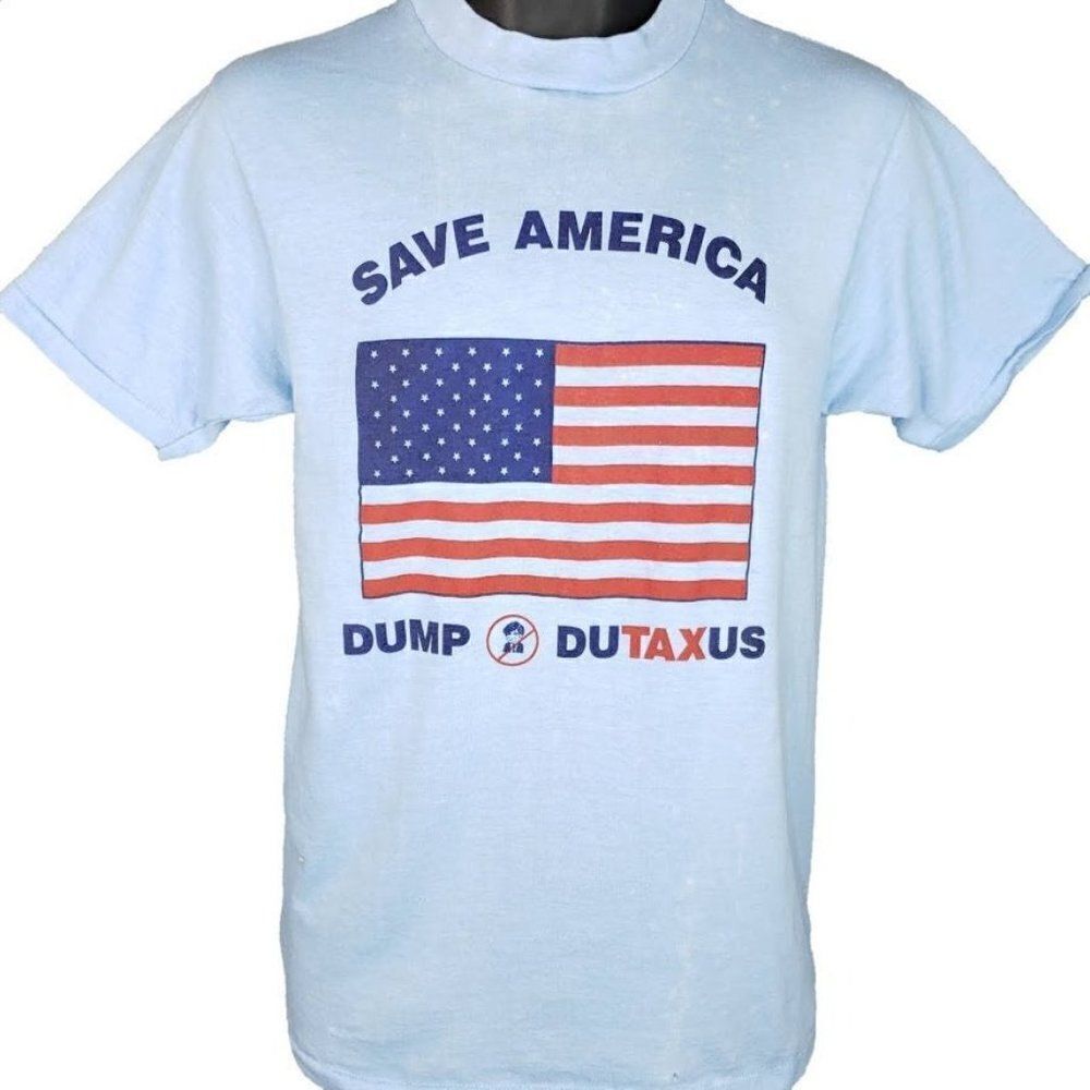 Dump Michael Dukakis T Shirt Vintage 80s 1988 Presidential Election 50/50 M
